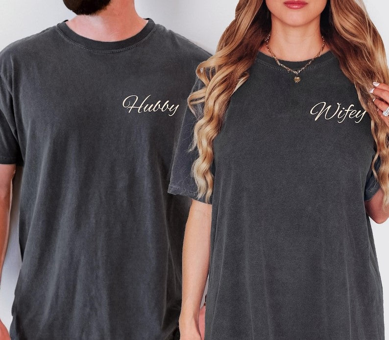 Just Married Newlyweds Shirts, Mr and Mrs Honeymoon Tees, Custom Wifey and Hubby Gift