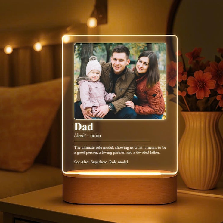 Dad/Father/Daddy Definition Personalized LED Lamp Custom Night Light with Photo Father s Day Gift from Kids or Wife - Gifts for New Dad