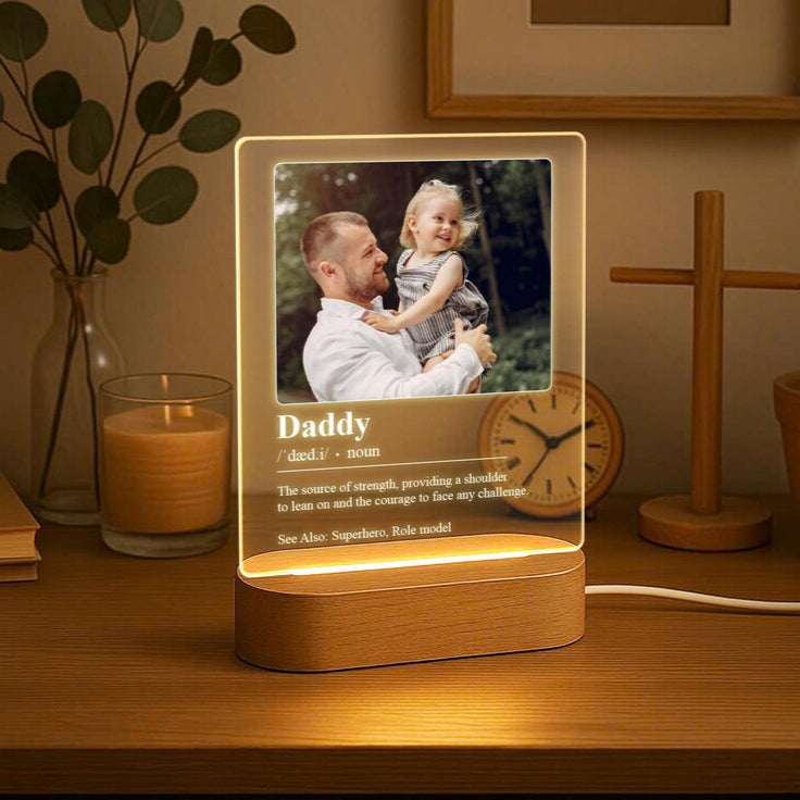 Dad/Father/Daddy Definition Personalized LED Lamp Custom Night Light with Photo Father s Day Gift from Kids or Wife - Gifts for New Dad