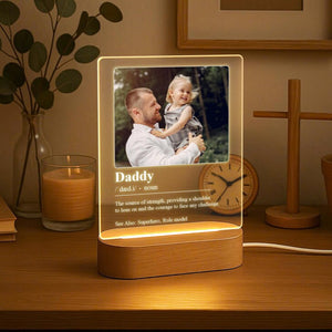Dad/Father/Daddy Definition Personalized LED Lamp Custom Night Light with Photo Father s Day Gift from Kids or Wife - Gifts for New Dad