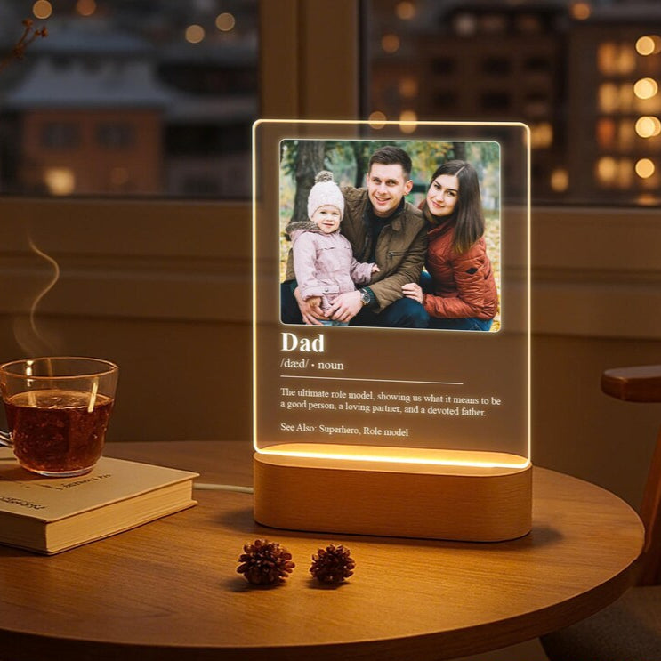 Dad/Father/Daddy Definition Personalized LED Lamp Custom Night Light with Photo Father s Day Gift from Kids or Wife - Gifts for New Dad