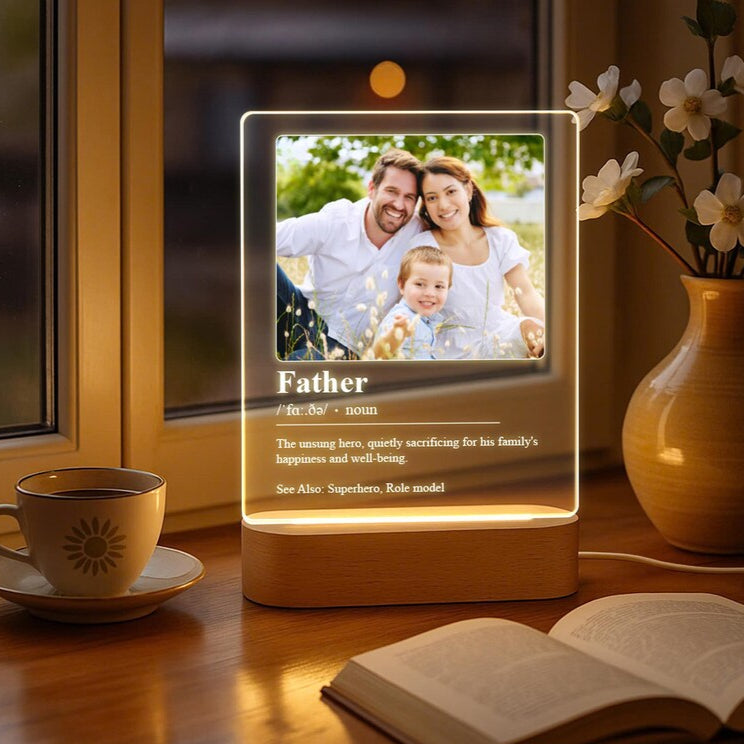 Dad/Father/Daddy Definition Personalized LED Lamp Custom Night Light with Photo Father s Day Gift from Kids or Wife - Gifts for New Dad