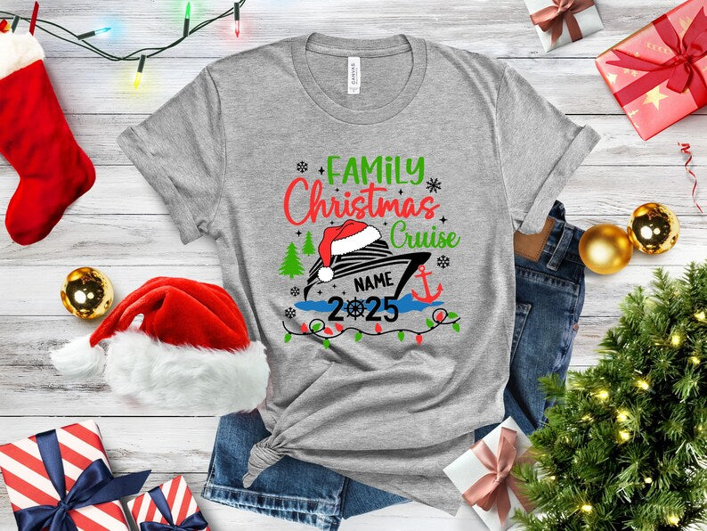 Personalized Christmas Cruise 2025 Shirt, Custom Christmas Cruise Shirt, Family Christmas Cruise Shirt, Christmas Family Vacation Shirt