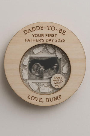 Daddy-to-Be Wooden Magnet First Father s Day Gift from Bump with Ultrasound Photo or Custom Message Keepsake