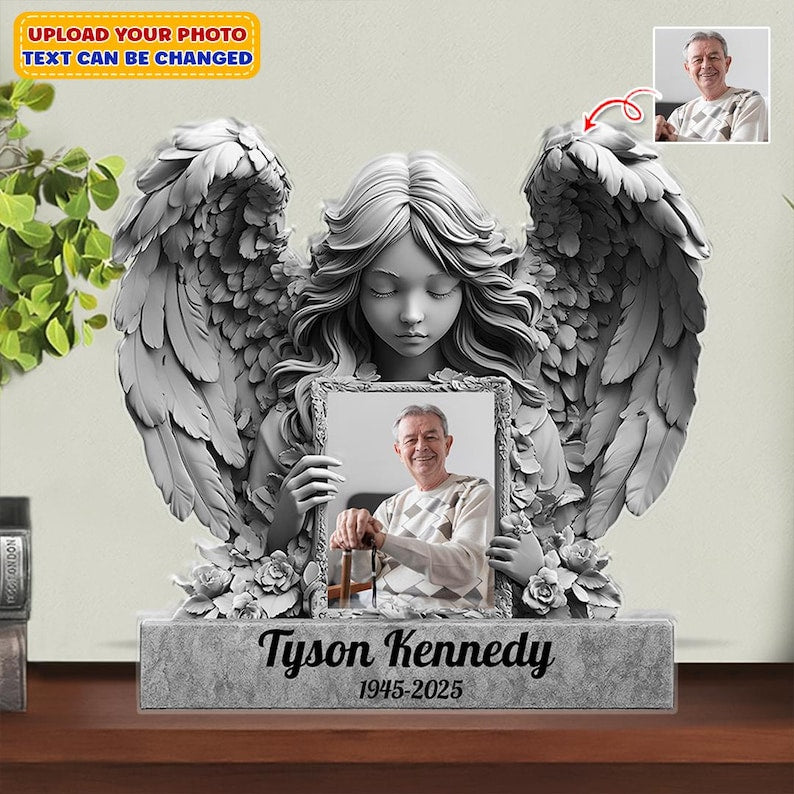 Angel Wings - Personalized Memorial Custom Shaped Acrylic Plaque, In Loving Memory Gift, Memorial Gift For Family, Sympathy Gift