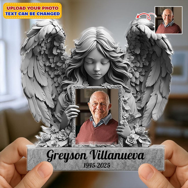 Angel Wings - Personalized Memorial Custom Shaped Acrylic Plaque, In Loving Memory Gift, Memorial Gift For Family, Sympathy Gift
