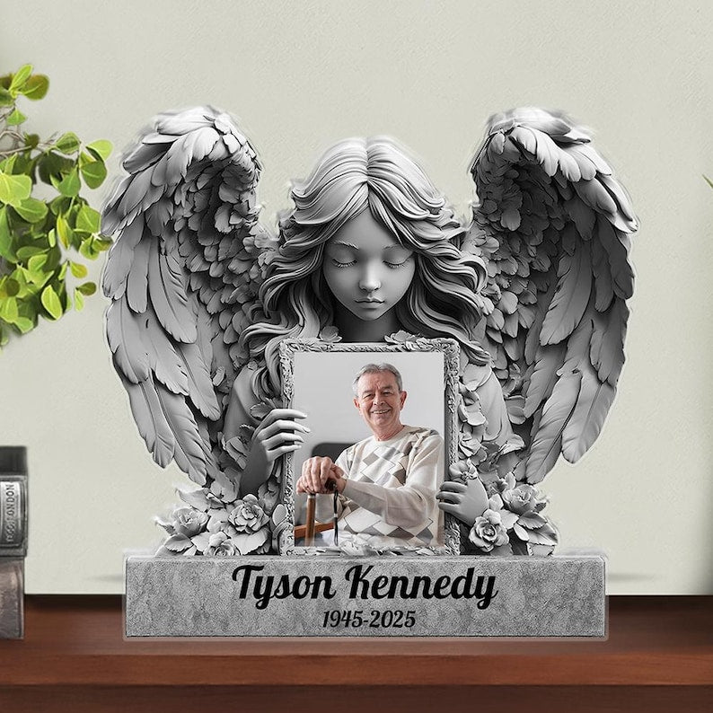 Angel Wings - Personalized Memorial Custom Shaped Acrylic Plaque, In Loving Memory Gift, Memorial Gift For Family, Sympathy Gift