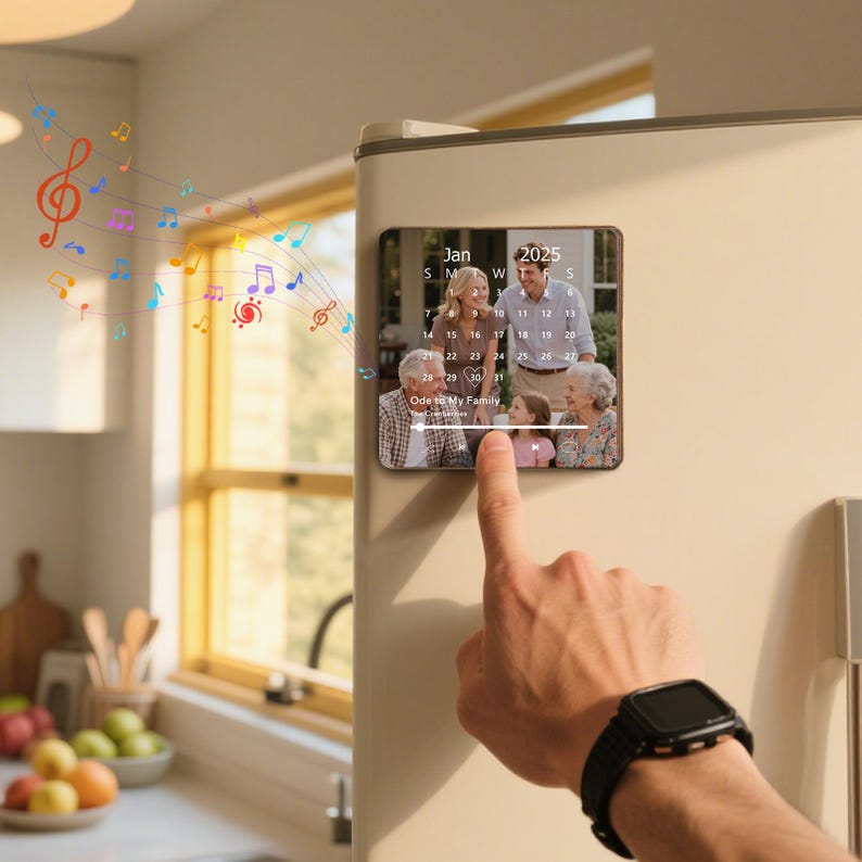 Personalized Music Gift Fridge Magnet.Custom Photo Fridge Magnets.Play Song Music Box.Photo Music Box.Father's Day Gifts.Anniversary Gift