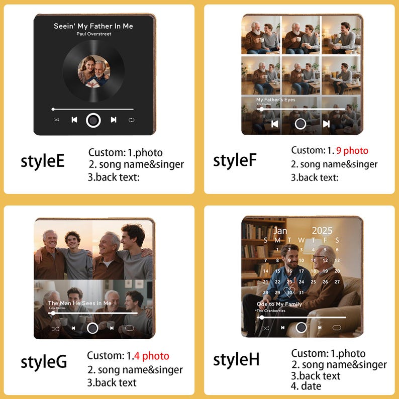 Personalized Music Gift Fridge Magnet.Custom Photo Fridge Magnets.Play Song Music Box.Photo Music Box.Father's Day Gifts.Anniversary Gift