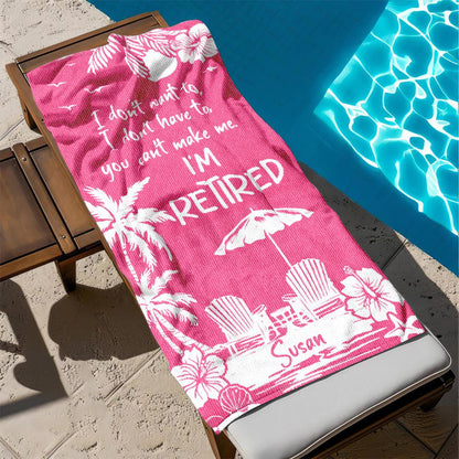 Retirement Gift, Beach Towel, Retirement Trip, Retired And Relaxed, Retirement Party, Tropical Towel, Gift For Retiree, Funny Retirement