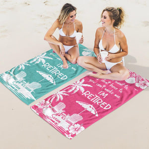 Retirement Gift, Beach Towel, Retirement Trip, Retired And Relaxed, Retirement Party, Tropical Towel, Gift For Retiree, Funny Retirement