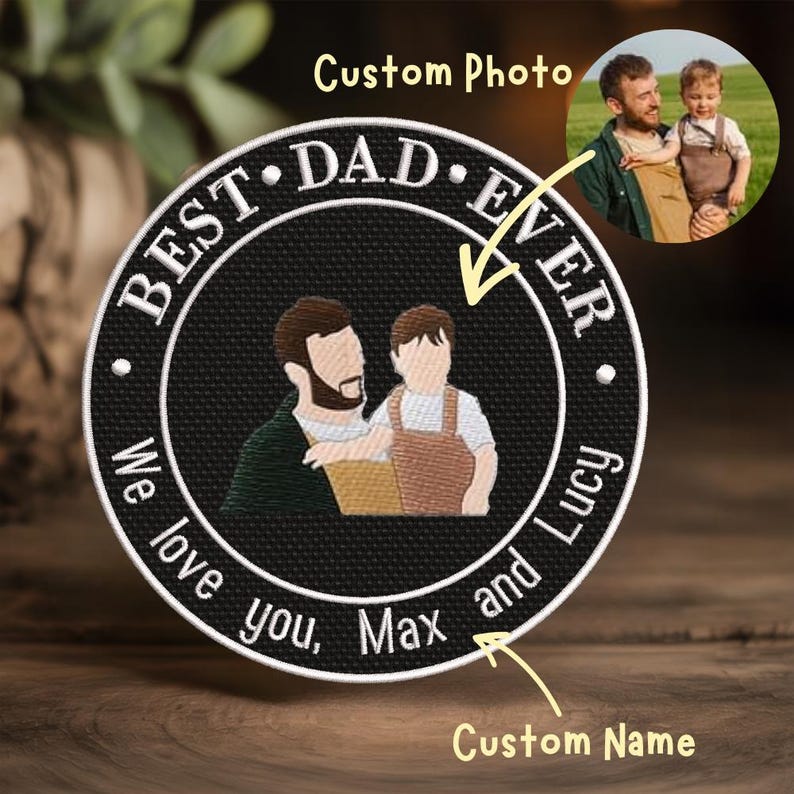 Custom Embroidered Portrait Patch From Photo, Personalized Photo Patch, Patch for Clothes Backpacks, Jeans, Father's Day Gift