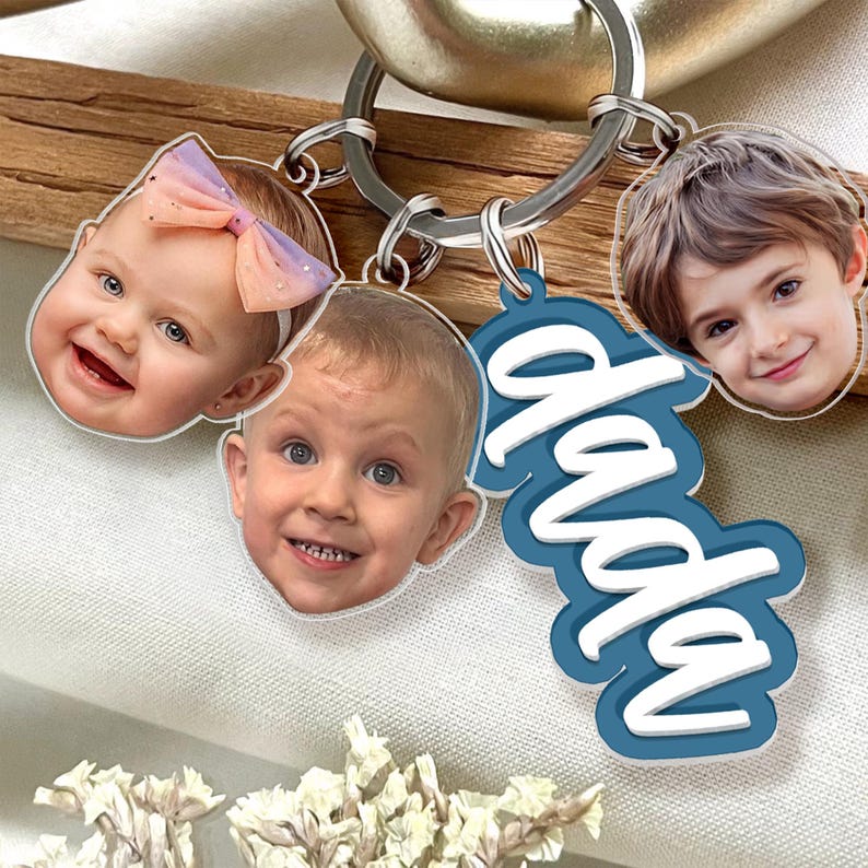 Custom Grandma Keychain With Kids Face Charm, Personalized Mother's Day Gift For Grandma, Nana Keychain Gift From Grandkids, Gift For Mom,