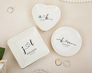 Personalized Engagement Ring Dish Wedding Gift For Bride, Custom Jewelry Tray with Name, Ceramic Trinket Tray, Engagement Gift, Bridal Gifts