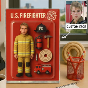 Custom Firefighter Figurine, Personalized Acrylic Block Gift