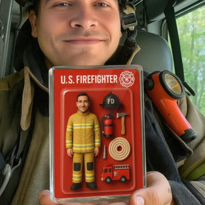 Custom Firefighter Figurine, Personalized Acrylic Block Gift