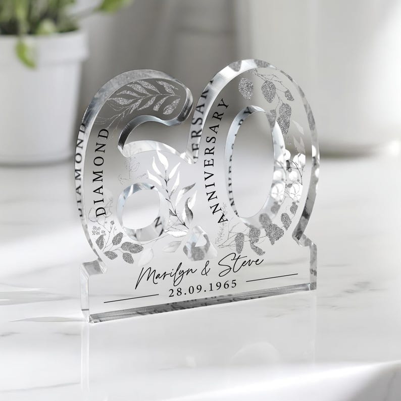 Personalised 60th Anniversary Gift Plaque, Diamond Anniversary Gift, Anniversary Gift, 60th Anniversary Gift for Husband Wife Parents