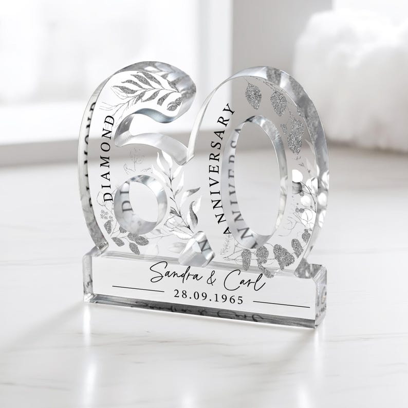 Personalised 60th Anniversary Gift Plaque, Diamond Anniversary Gift, Anniversary Gift, 60th Anniversary Gift for Husband Wife Parents