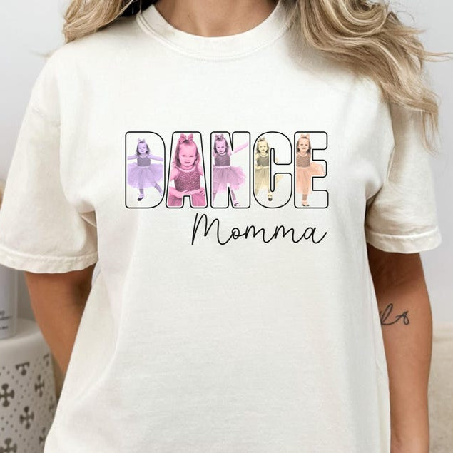 Custom Dance Mom Shirt with Photos, Personalized Dance Team Tee, Gift for Proud Dance Moms, Photo Collage Shirt, Competition Season Outfit