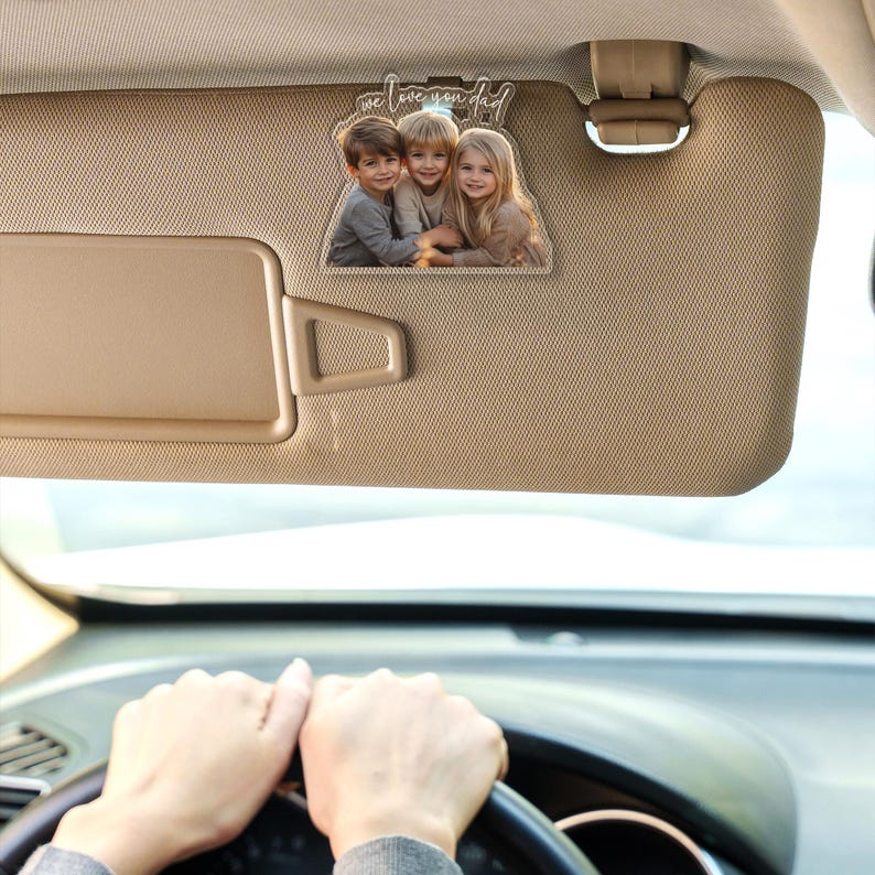 Custom Photo Car Visor Clip, Gift for Pet Lovers, Drive Safe Visor Clip With Picture Gift for Husband, Drive Safe Daddy, New Dad Gift