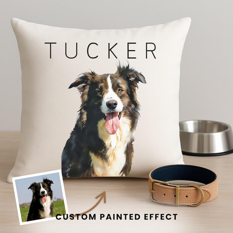 Custom Pet Pillow with Photo Name, Custom Dog Pillow, Personalized Dog Pillow, Custom Cat Pillow, Pet Memorial, Pet Loss Gift, Dog Lovers