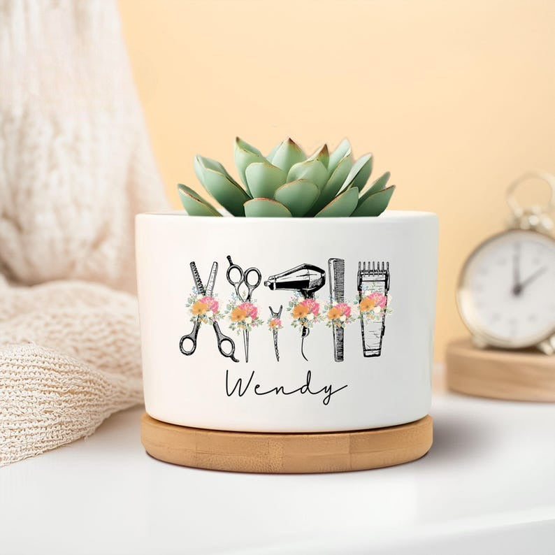 Hair Stylist Gifts, Personalized Hair Stylist Name Plant Pot, Custom Hairstyle Decor, Gift for Hairdresser, Hairdresser Gift, Barber Gifts