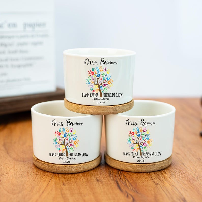 Personalized Thank You Gift,Custom Succulent Pot,Teacher Appreciation,Teacher Graduation Gift,Last Day of School,Gift for Mentor