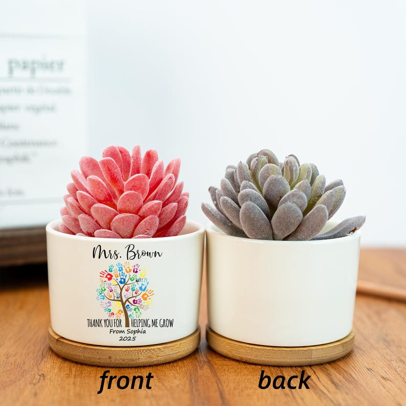 Personalized Thank You Gift,Custom Succulent Pot,Teacher Appreciation,Teacher Graduation Gift,Last Day of School,Gift for Mentor