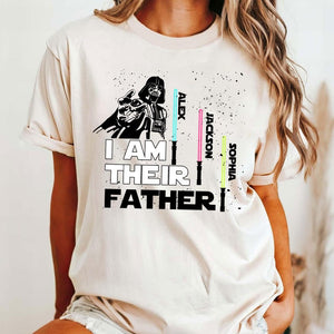 Personalized I Am Their Father Shirt, Gift For Dad, Custom Kid's Name Shirt with Lightsaber, Father's Day Shirt, Star Wars Dad Shirt