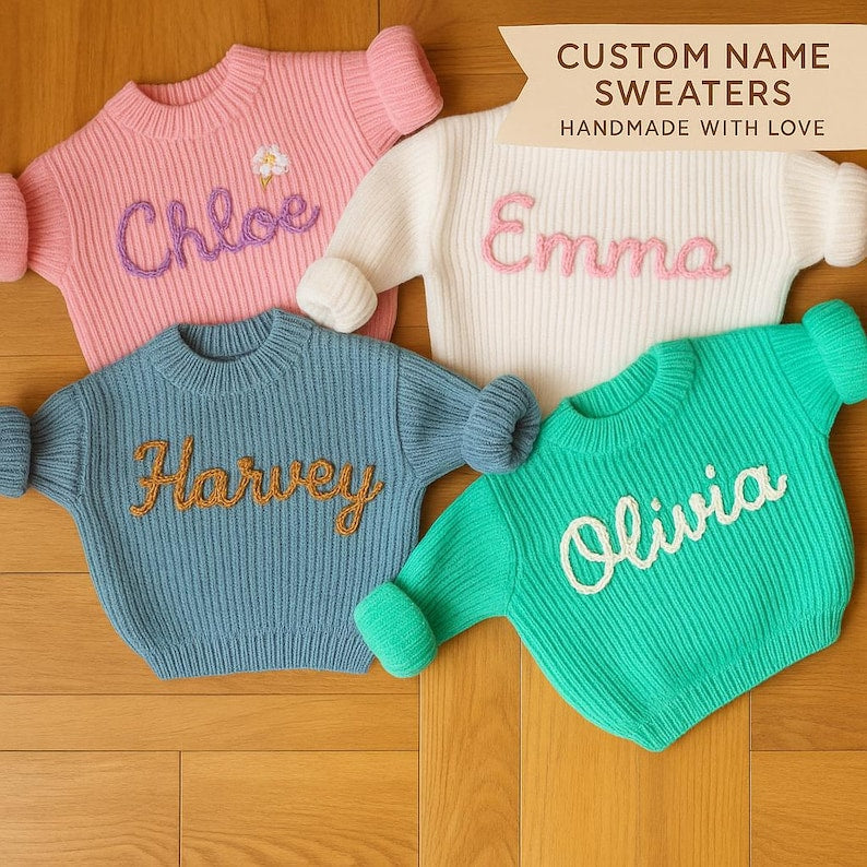Embroidered Custom Name Baby Sweater: Personalised Keepsake Personalised Baby Sweater | Custom Keepsake | Baby Toddler Sweater | Baby Gift