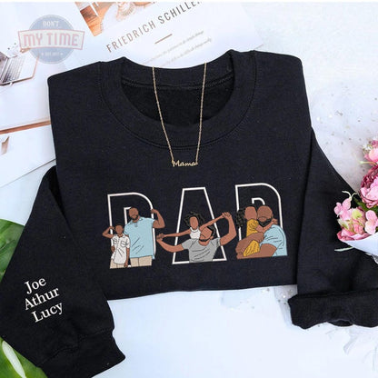 Dad Portrait Custom Embroidered, Custom PAPA Embroidered Sweatshirt, Portrait From Photo Embroidered Shirt, Custom Dad Hoodie, Gifts For Dad