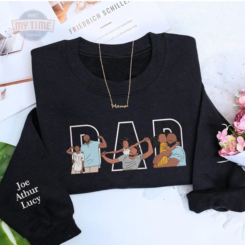 Dad Portrait Custom Embroidered, Custom PAPA Embroidered Sweatshirt, Portrait From Photo Embroidered Shirt, Custom Dad Hoodie, Gifts For Dad