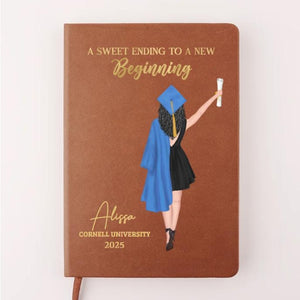 I Trust The Next Chapter - Family Personalized Custom Leather Journal - Graduation Gift For Family Members, Siblings, Brothers, Sisters