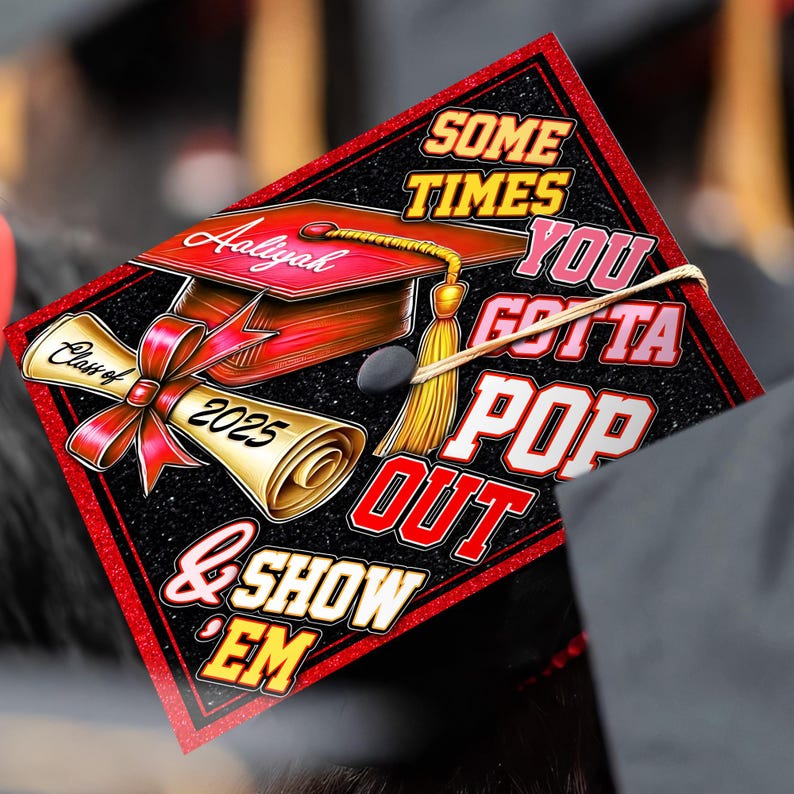 Custom Pop Out & Show Em Graduation Cap Topper, Custom Black Girl Grad Cap, African American Grad 2025, Pop Out Sorority Graduation Gift