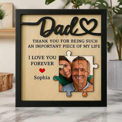 Personalized Puzzle Frame Gift for Dad with Photo | Custom Wooden Sign Father s Day Gift for Dad, Grandpa, Husband