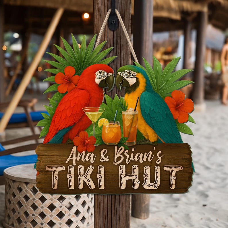 Personalized Tiki Bar Sign, Tiki Lounge Sign, Tiki Decorations, Bar Decor, Summer Gift, Pool Bar, Summer Decor