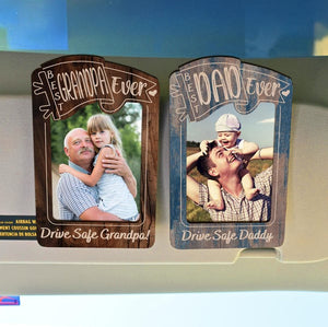 Personalized Father's Day Gift, Picture Frame for Dad Gift, Custom Photo Car Visor, Photo Clip for Car Gift For Dad, Drive Safe Visor Clip