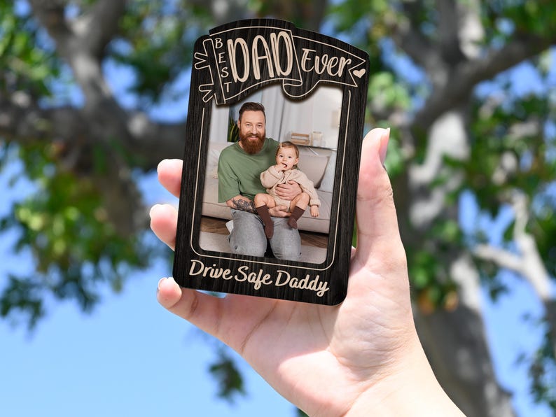 Personalized Father's Day Gift, Picture Frame for Dad Gift, Custom Photo Car Visor, Photo Clip for Car Gift For Dad, Drive Safe Visor Clip