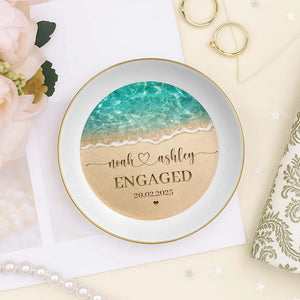 Beach Engaged Trinket Dish, Beach Engagement Keepsake , Personalized Engagement Gifts For Couple Unique, Gifts For Newly Engaged Ring Holder