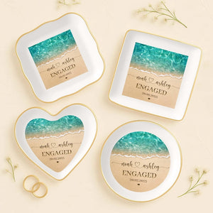 Beach Engaged Trinket Dish, Beach Engagement Keepsake , Personalized Engagement Gifts For Couple Unique, Gifts For Newly Engaged Ring Holder