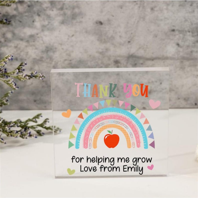 Personalized Teacher Gift,Teacher Desk Name Plate,Teacher Acrylic Plaque,Rainbow Teacher,Teacher Sign, Personalized Teacher Desk Name Plate