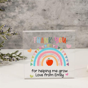 Personalized Teacher Gift,Teacher Desk Name Plate,Teacher Acrylic Plaque,Rainbow Teacher,Teacher Sign, Personalized Teacher Desk Name Plate