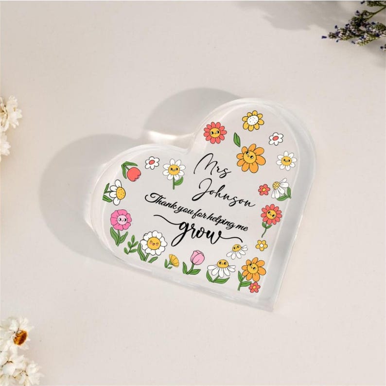 Personalized Teacher Gift,thank you for helping me grow, Teacher Desk Name Plate,Teacher Acrylic Plaque,Teacher SignTeacher Desk Name Plate