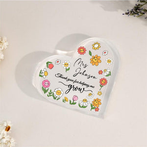 Personalized Teacher Gift,thank you for helping me grow, Teacher Desk Name Plate,Teacher Acrylic Plaque,Teacher SignTeacher Desk Name Plate