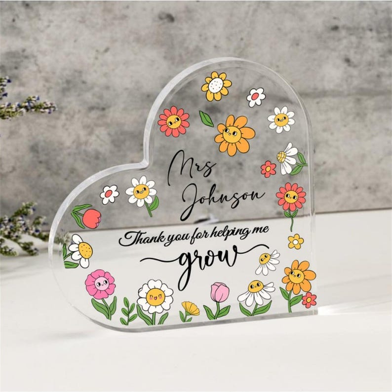 Personalized Teacher Gift,thank you for helping me grow, Teacher Desk Name Plate,Teacher Acrylic Plaque,Teacher SignTeacher Desk Name Plate