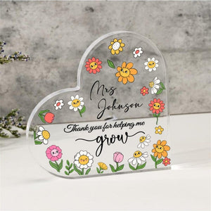 Personalized Teacher Gift,thank you for helping me grow, Teacher Desk Name Plate,Teacher Acrylic Plaque,Teacher SignTeacher Desk Name Plate