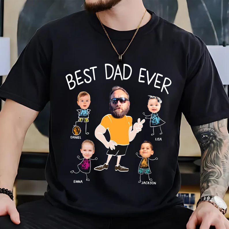 Personalized Best Dad Ever Shirt, Custom Photo Shirt For Dad, Father's Day Tee, Custom Face Kids Shirt For Dad, Funny Gift For Dad From Kids