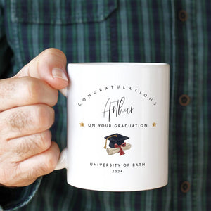 Personalised Graduation Mug with Name and Year Custom University Gift for Graduate Keepsake Coffee Cup Congratulations Present Idea