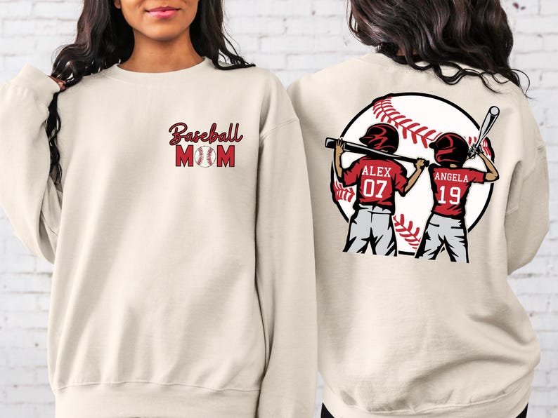 Personalized Baseball Mom Shirt, Baseball Two Player Shirt,Custom Name and Number Baseball Tee, Gameday Mom Shirt, Baseball Gift for Mom Dad