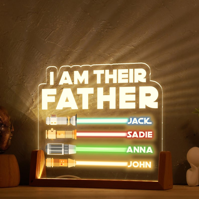 I Am Their Father, Personalized Gifts for Dad, Night Light w Kids Names, Father's Day Gift, Custom Gift for Husband from Kids, Birthday Gift